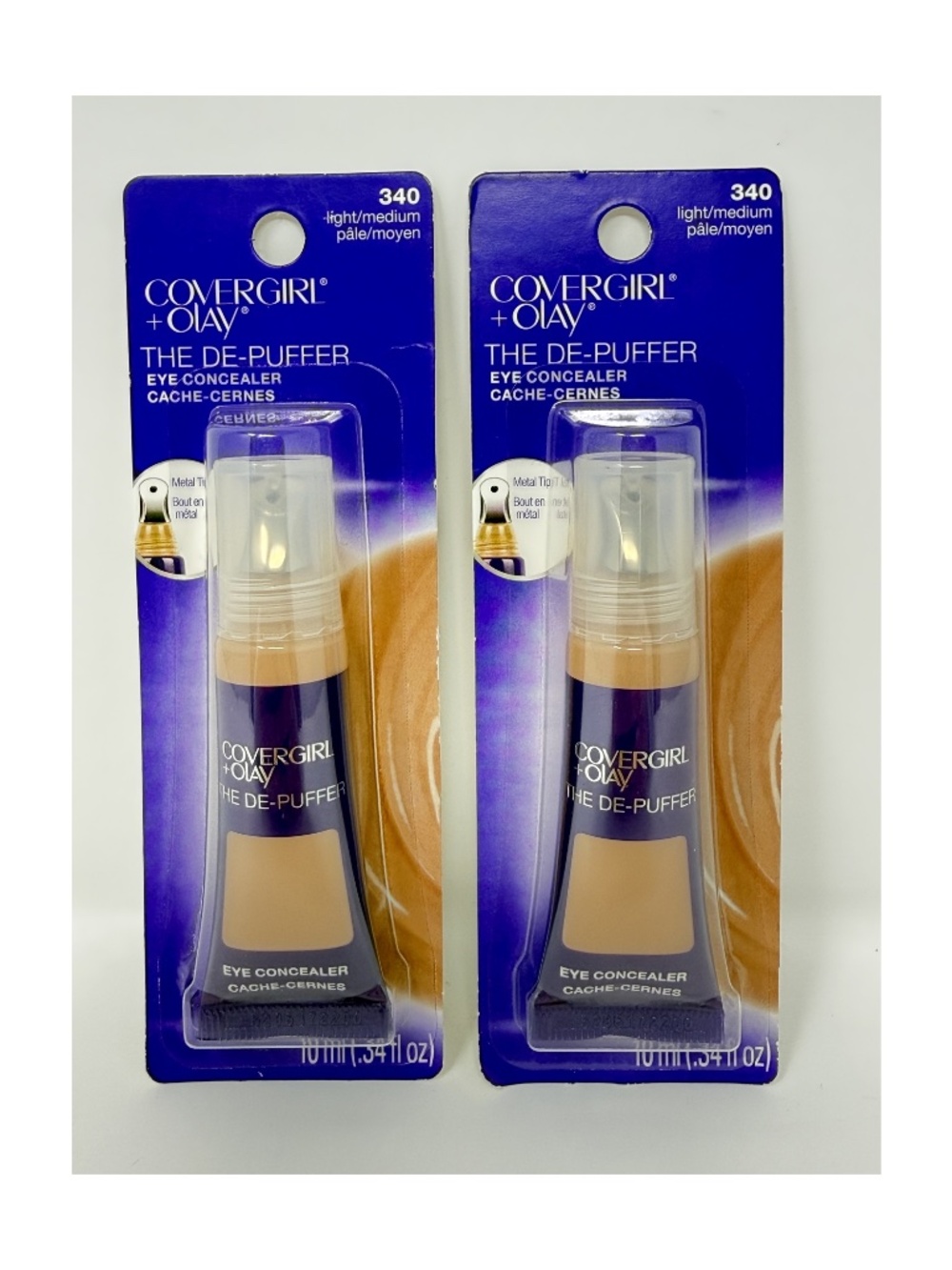 CoverGirl + Olay The De-Puffer Eye Concealer 340 Light/Medium 2-Pack NWT